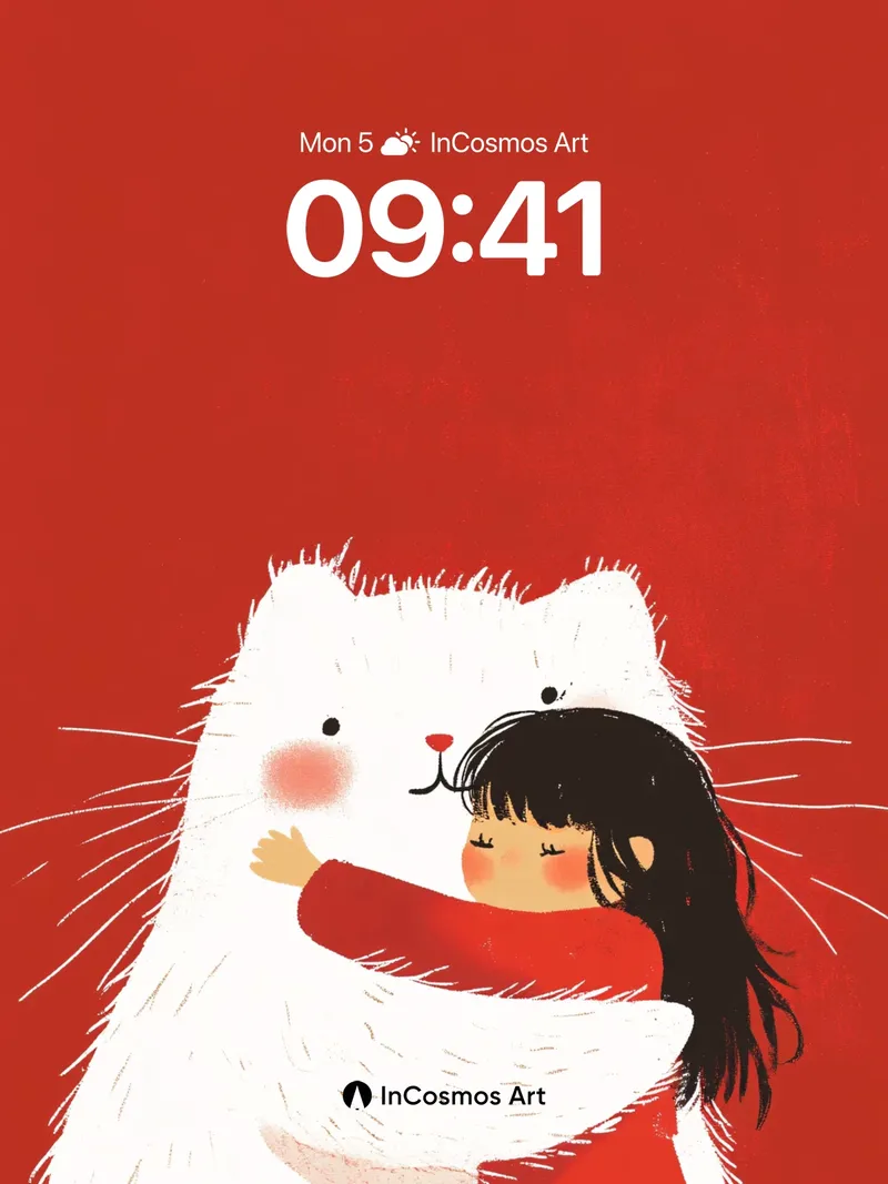 Warm Embrace Wallpaper with Fluffy Whiteness