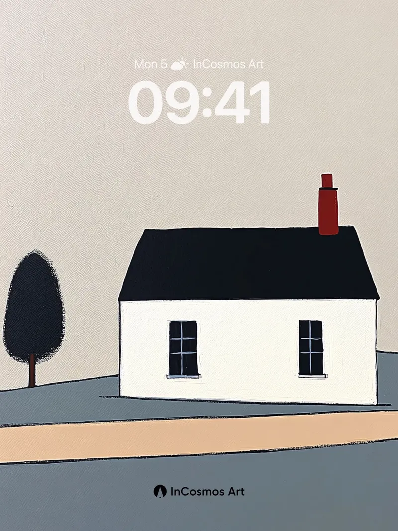 Stillness House Wallpaper with Crimson Chimney