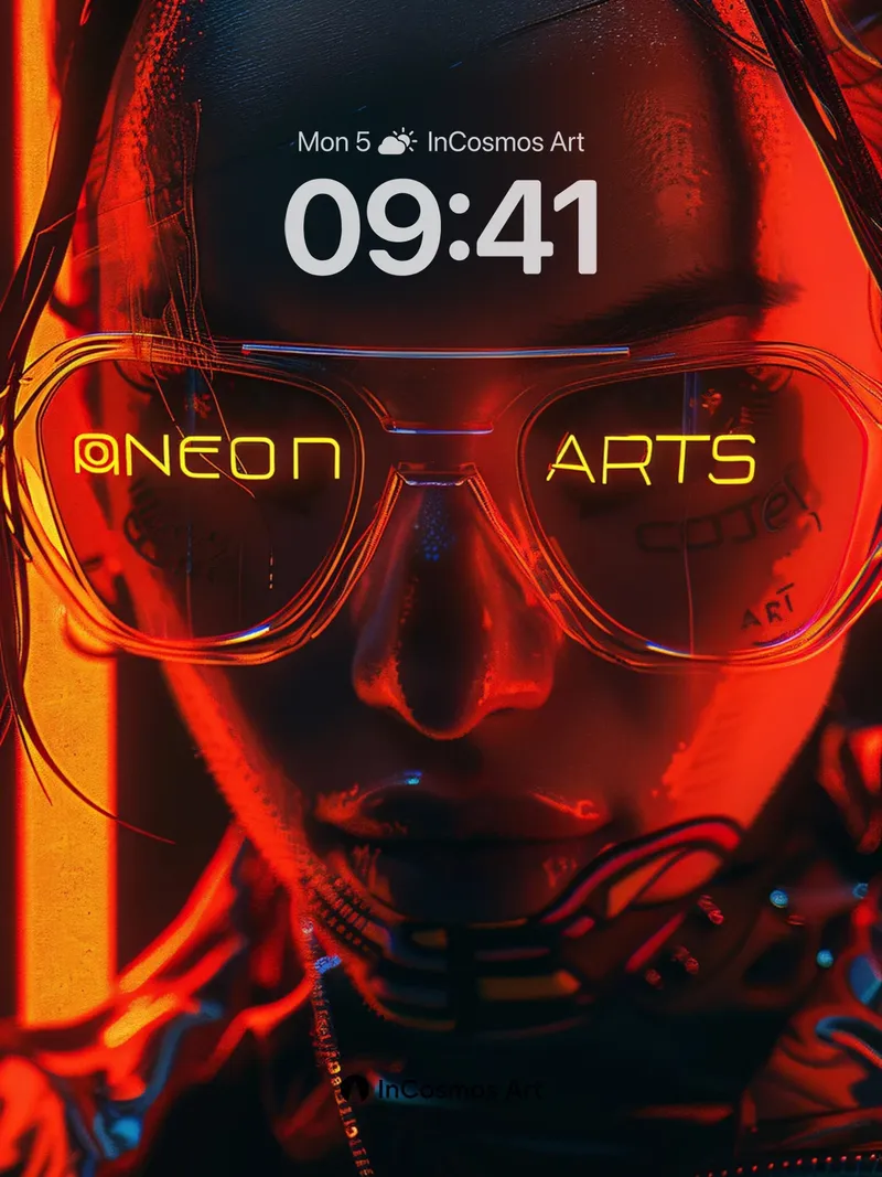 Neon Pulse Wallpaper with Glowing Lens