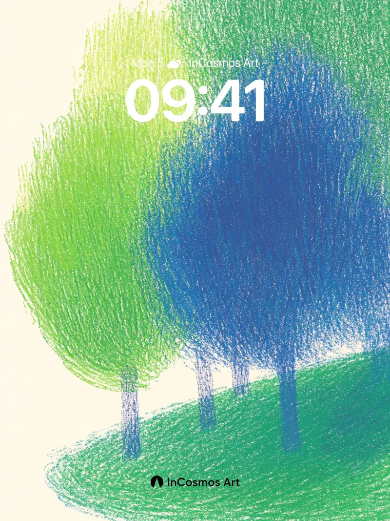 Whispering Canopy Wallpaper with Color-Blended Trees