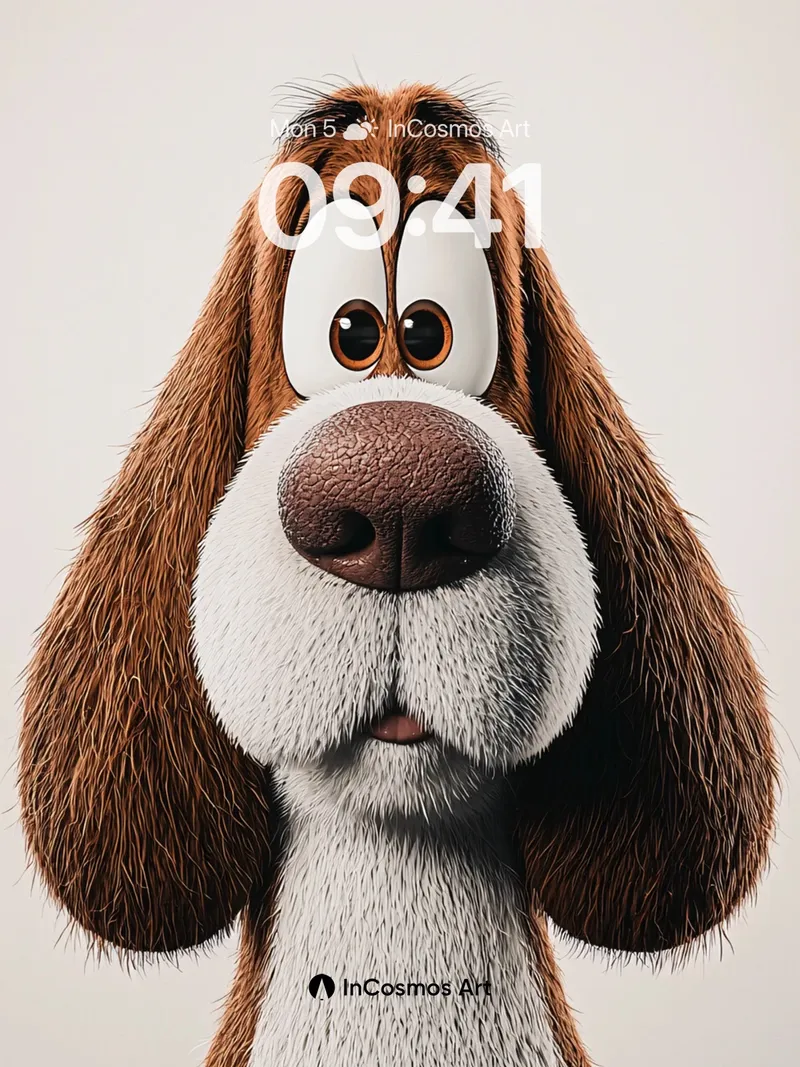 Whimsical Hound Wallpaper with Animated Gaze