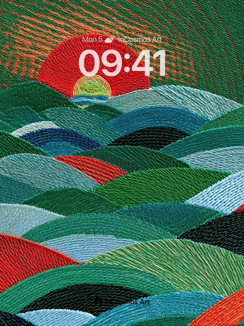 Ember Wave Wallpaper with Stitched Horizon