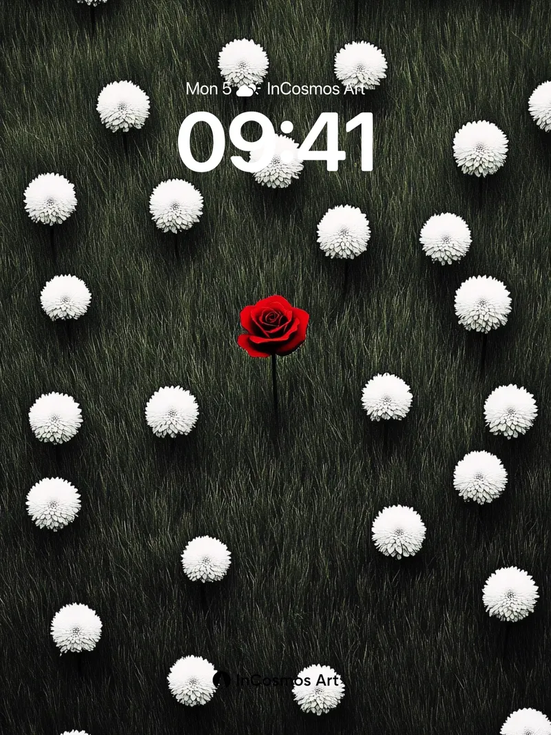 Velvet Garden Wallpaper with Crimson Rose
