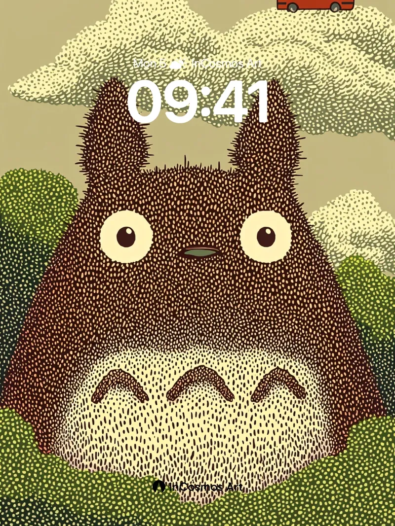 Whispering Forest Wallpaper with Floating Bus