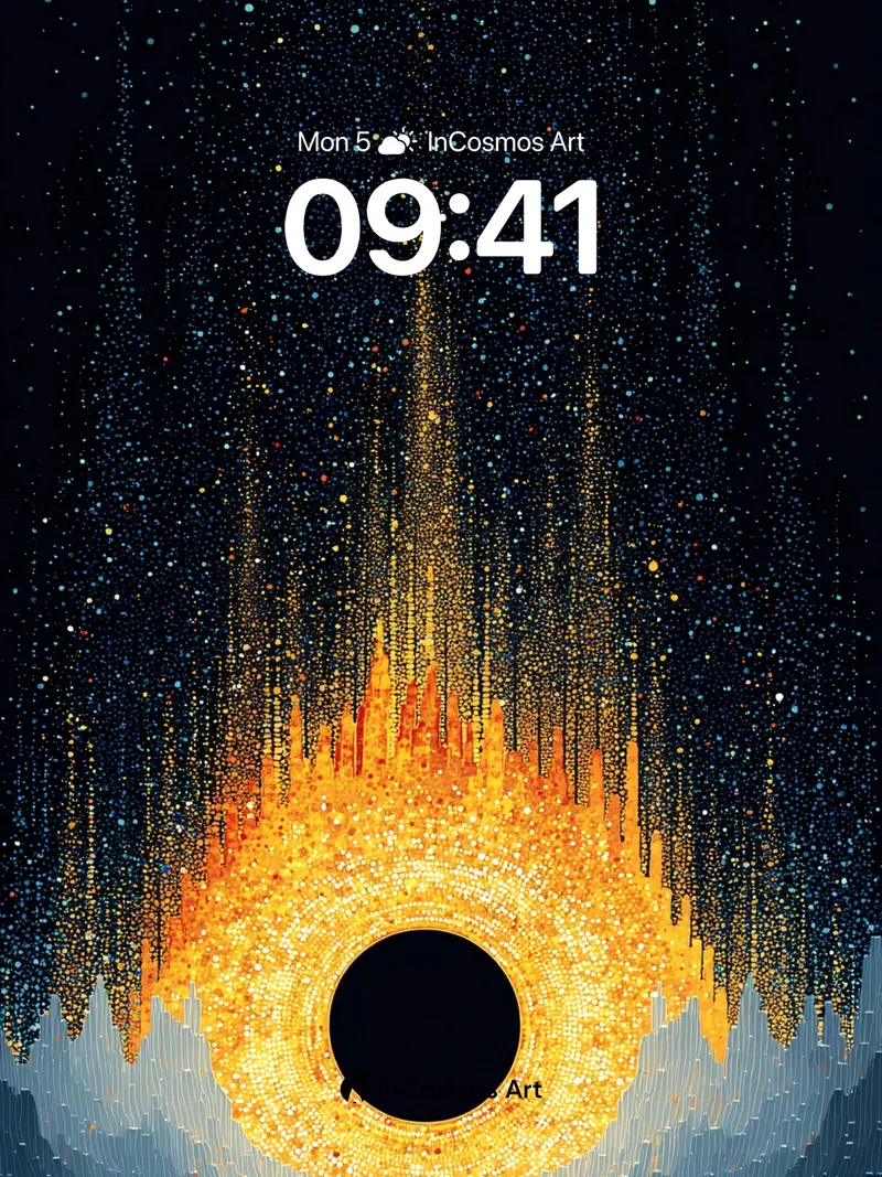 Cosmic Ember Wallpaper with Starfall Veil