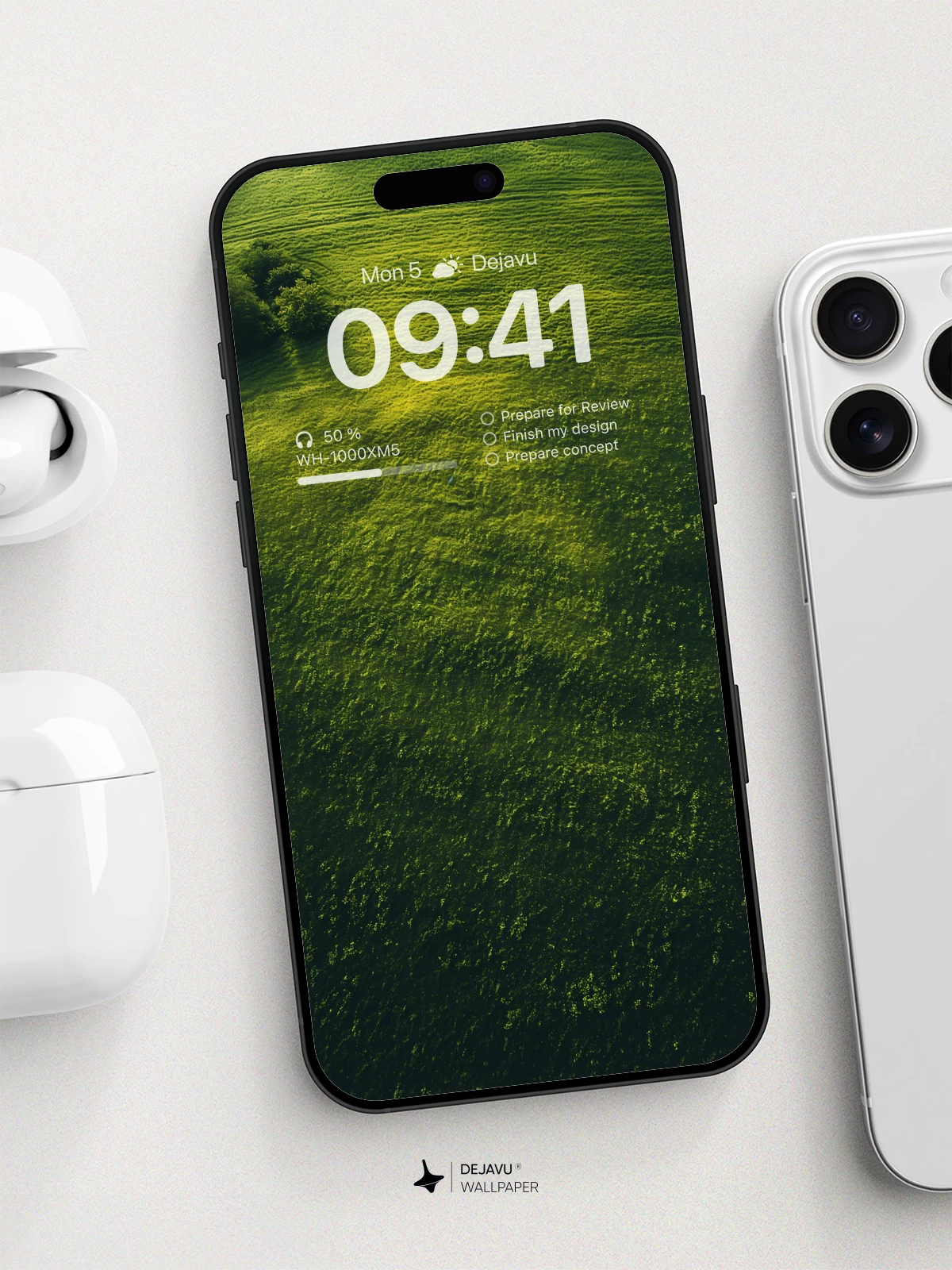 Lush Green Field Aerial Wallpaper 8K for iPhone and Android