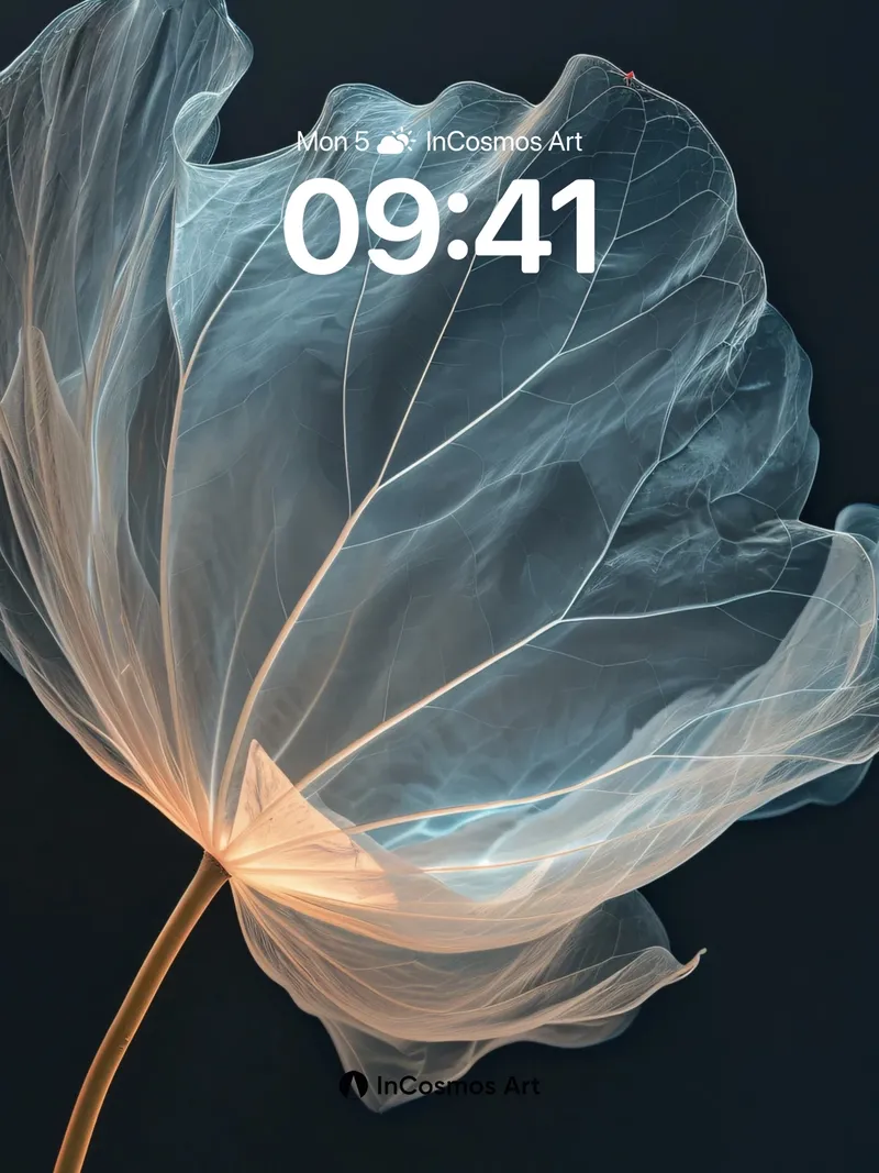 Luminous Veil Wallpaper with Ethereal Leaf