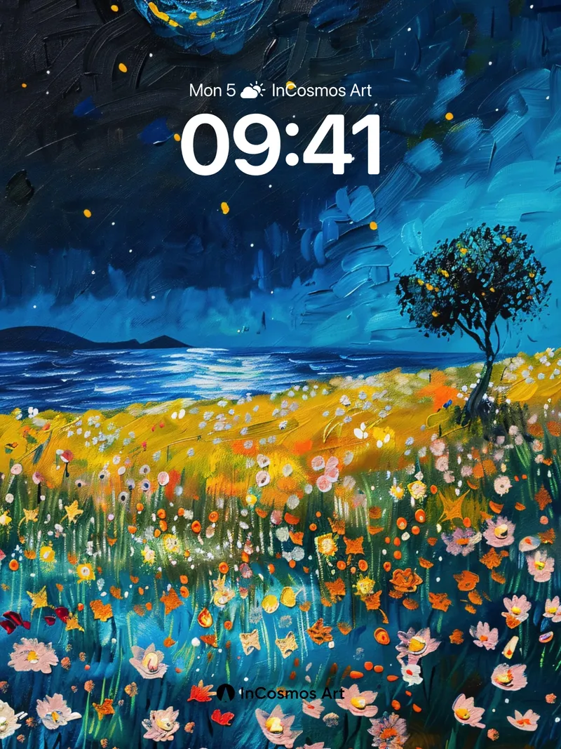 Starry Field Wallpaper with Lunar Whirl
