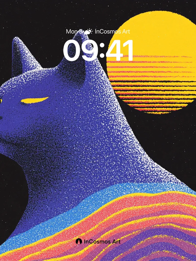 Cosmic Cat Wallpaper with Sunset Hues
