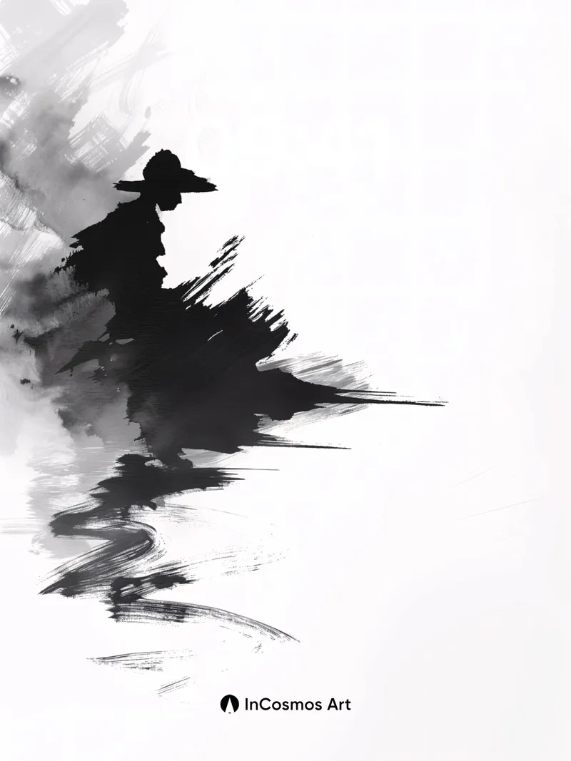 Ink Shadow Wallpaper with Floating Reflection