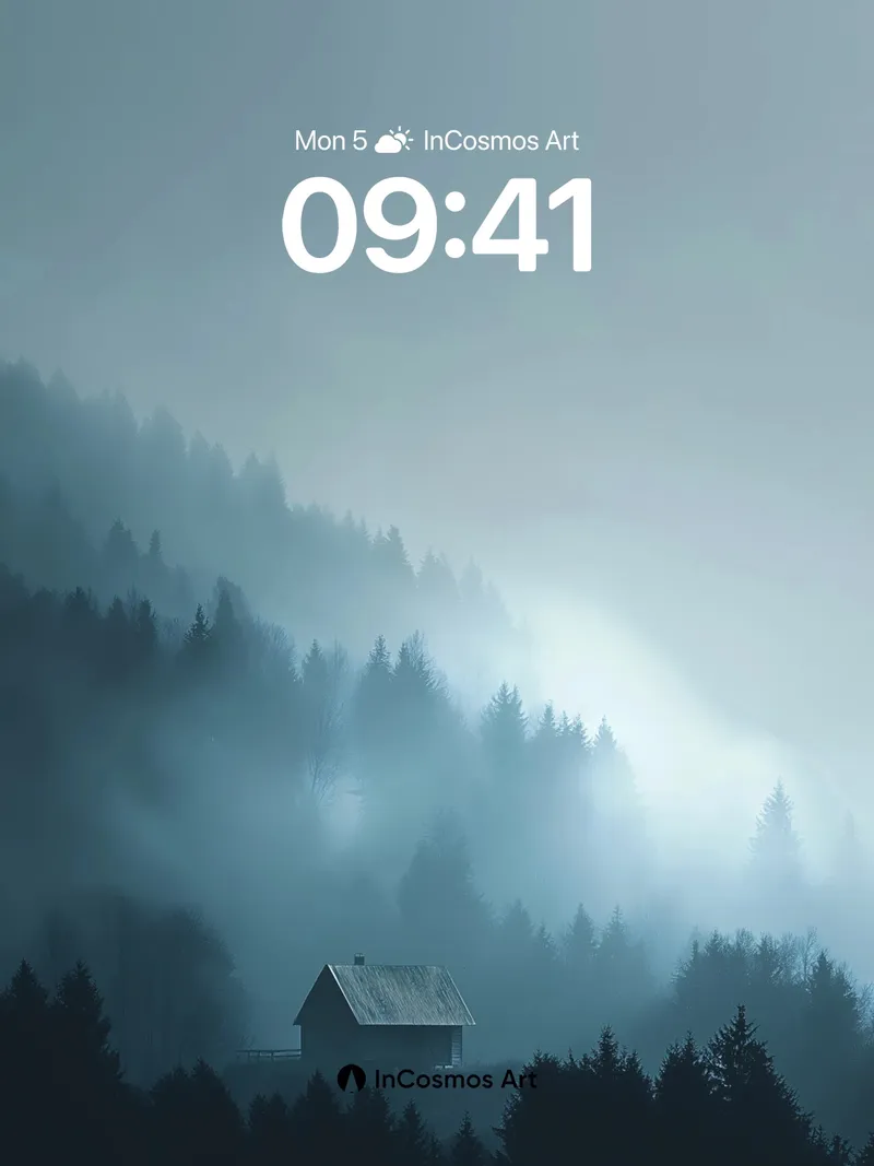 Mist-Whispered Cabin Wallpaper with Forest Hush