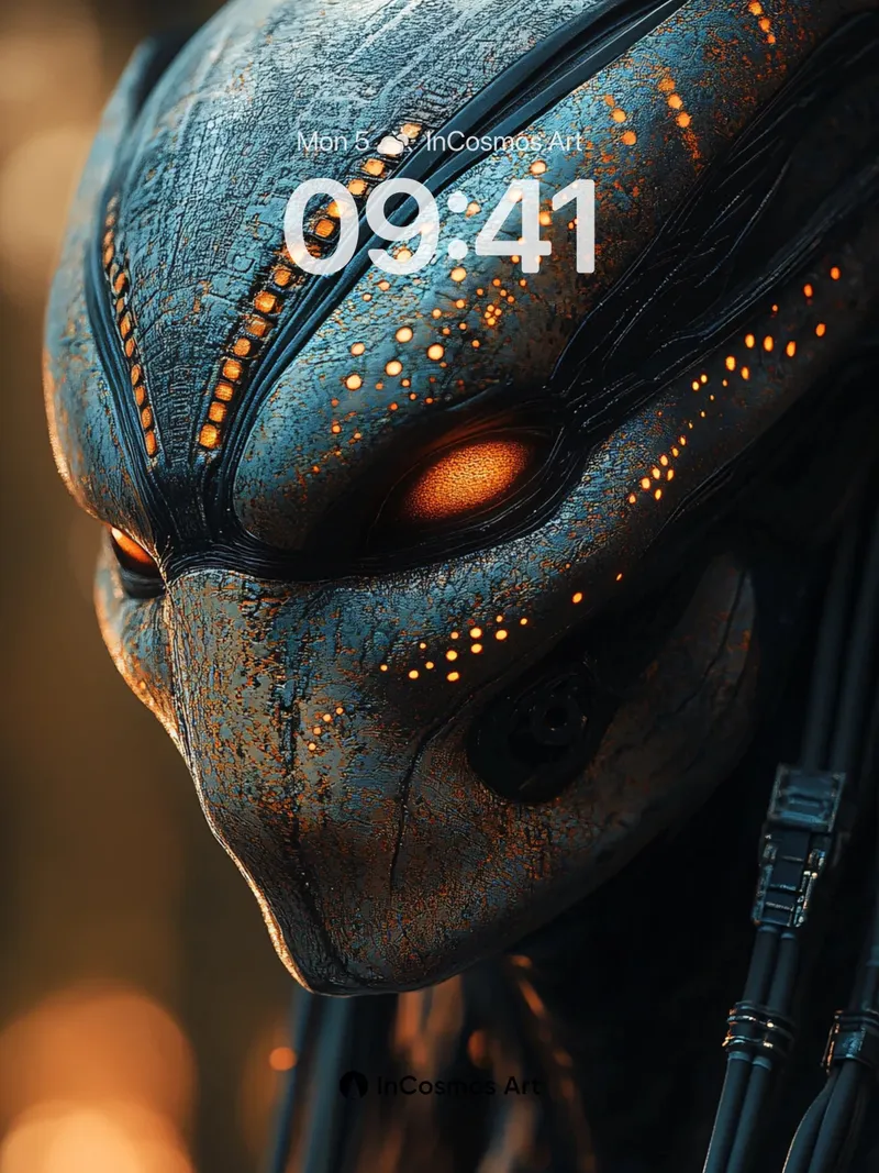 Obsidian Predator Wallpaper with Glowing Circuits