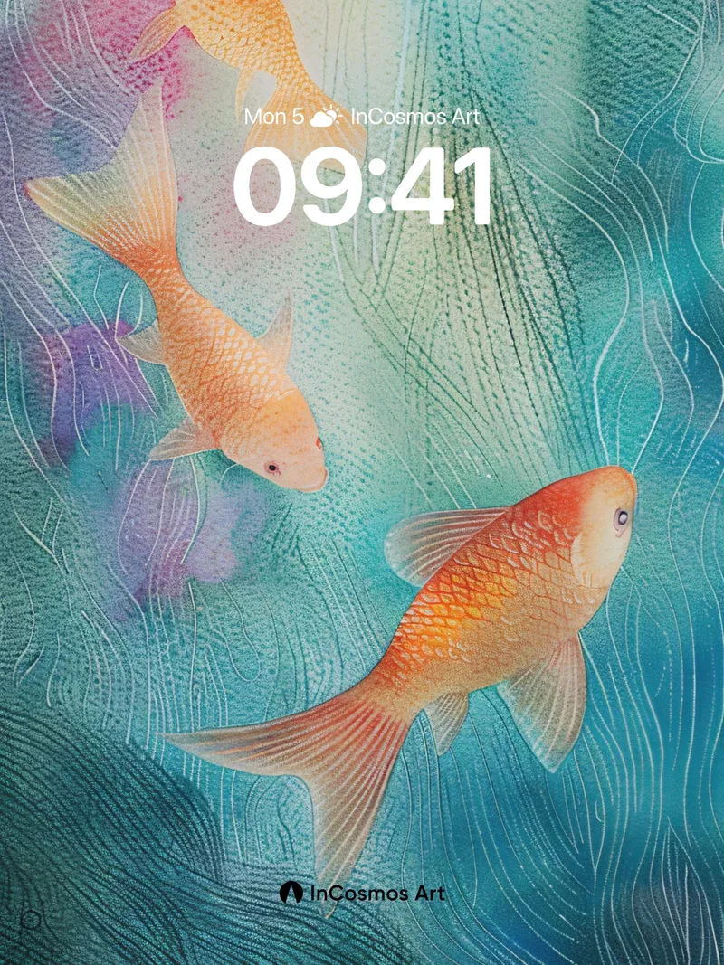 Serene Koi Wallpaper with Ethereal Water Trails