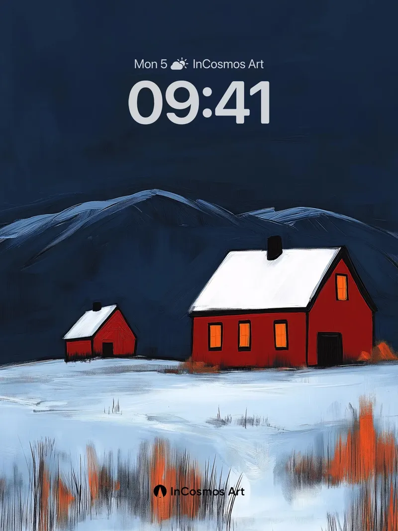 Frost-Hushed Cabin Wallpaper with Amber Glow