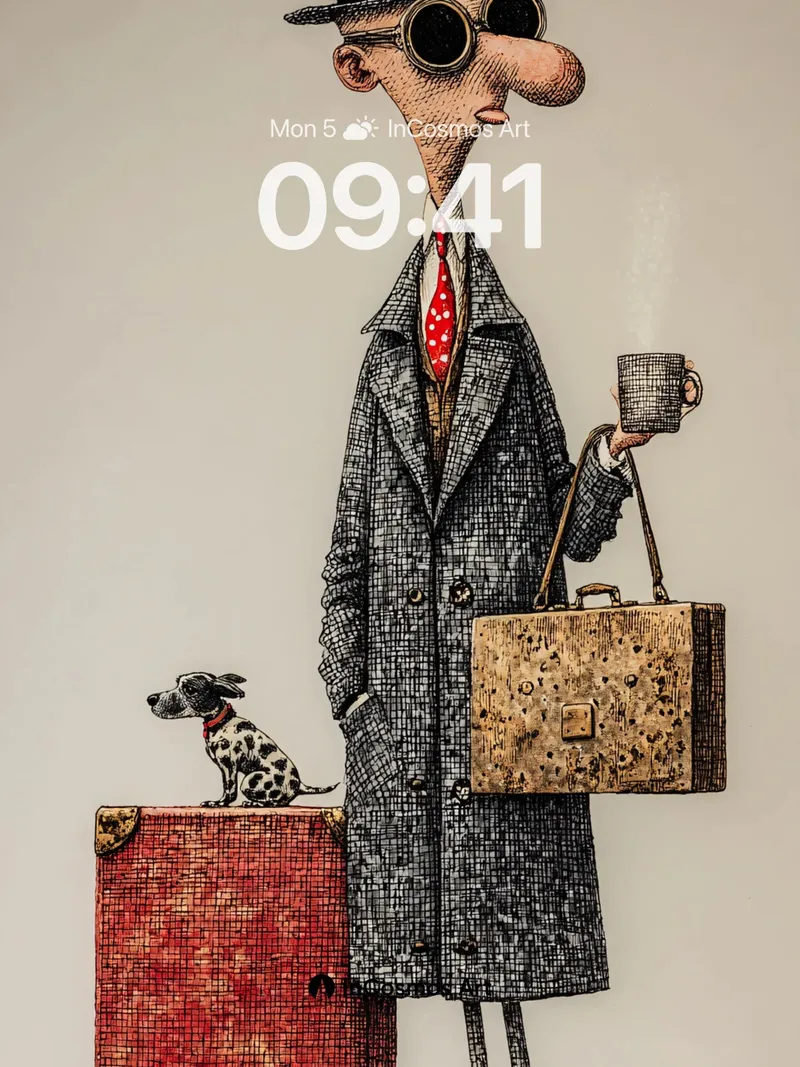 Nostalgic Traveler Wallpaper with Dalmatian Companion