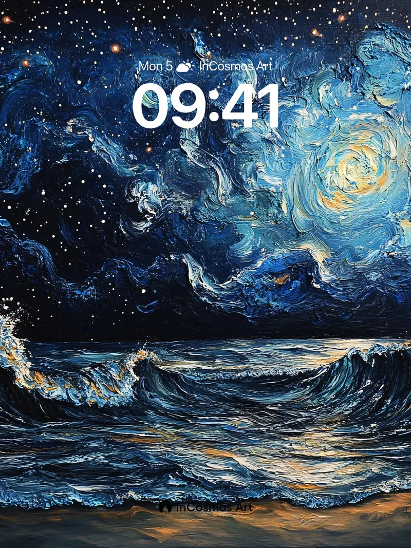 Starry Surge Wallpaper with Van Gogh's Sky