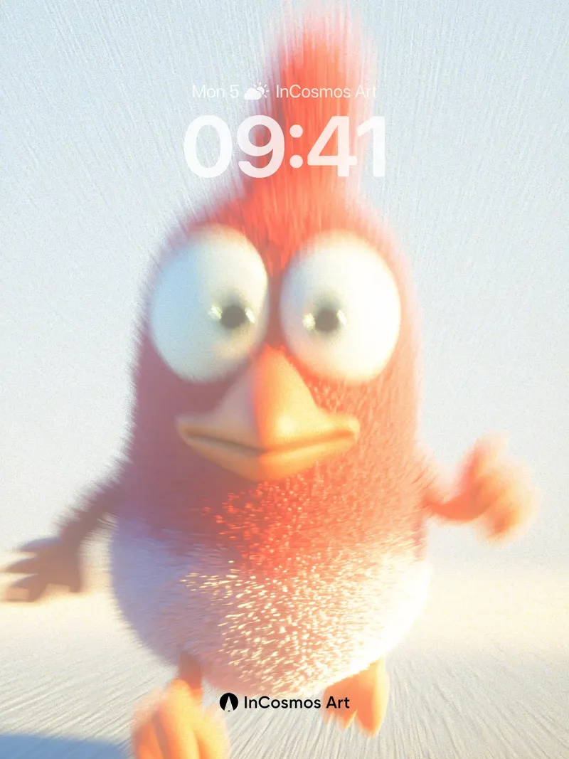 Playful Fuzz Wallpaper with Floating Feathers