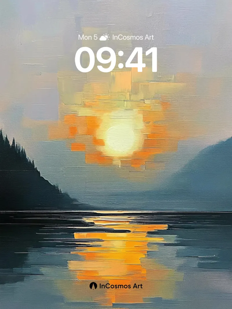 Serenity Sunrise Wallpaper with Pixelated Light