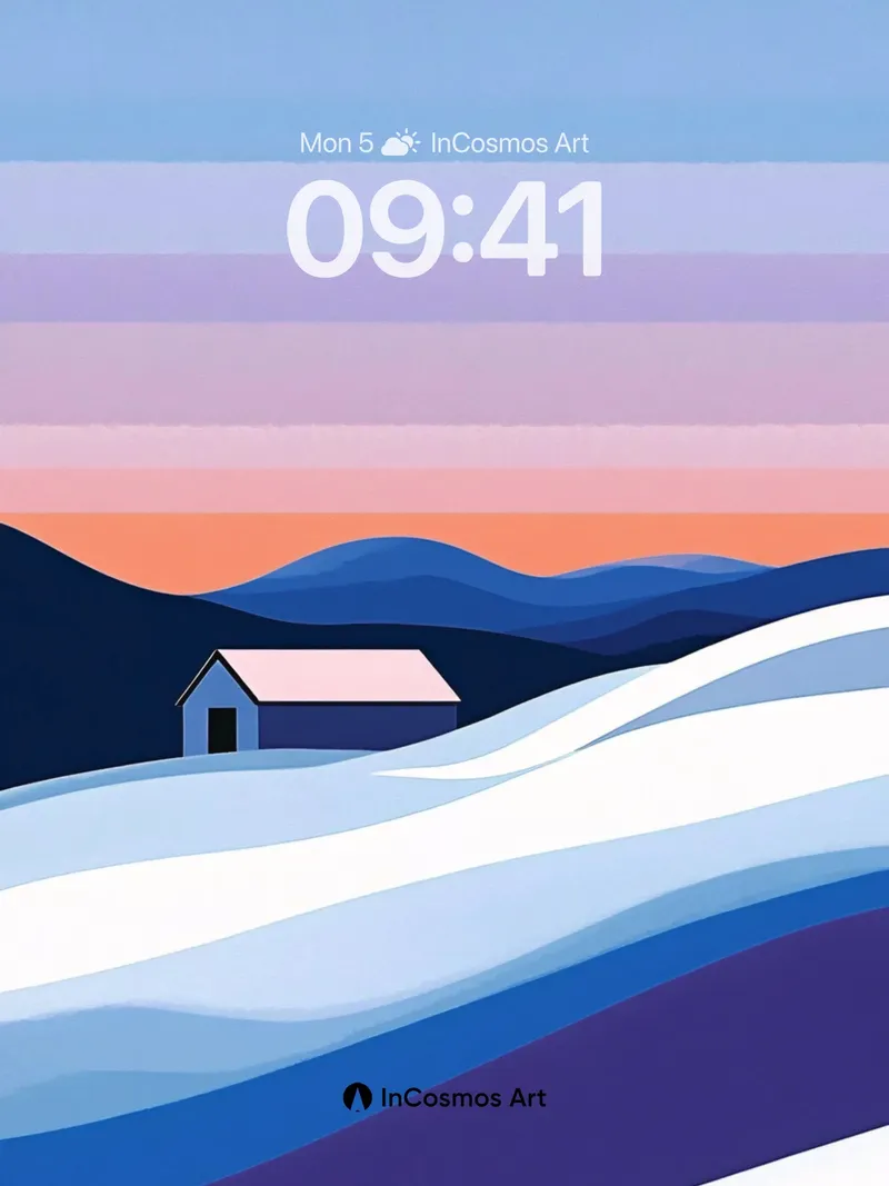 Serene Horizon Wallpaper with Frozen Waves