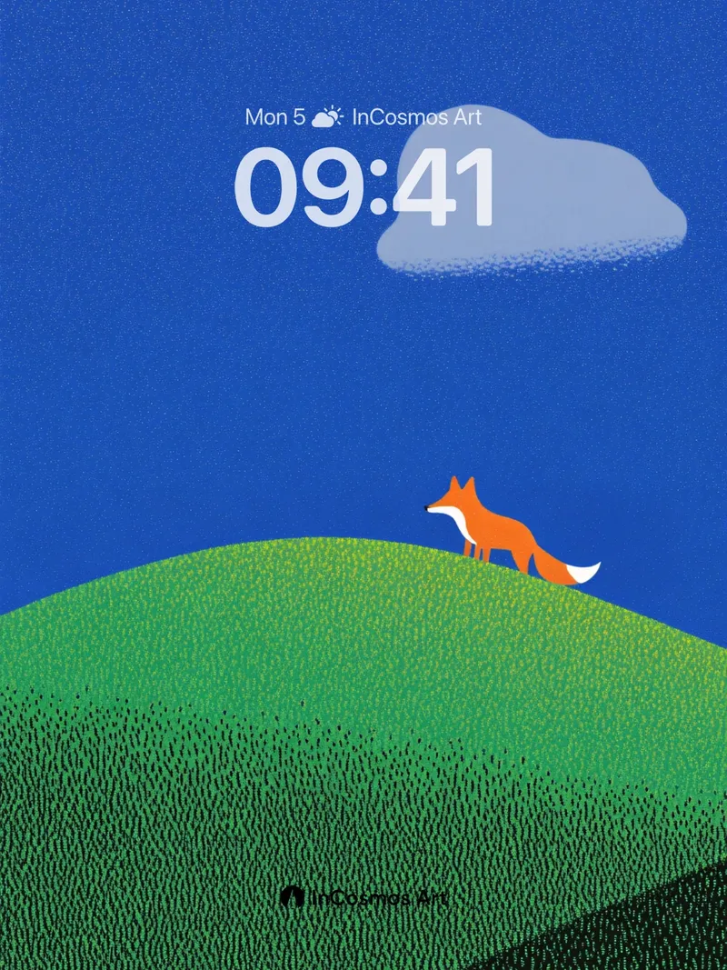 Serenity Hill Wallpaper with Fox Silhouette