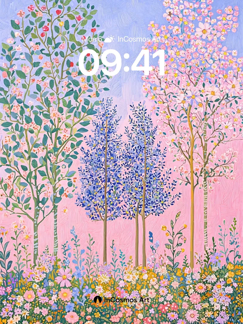 Whispering Bloom Wallpaper with Ethereal Canopy