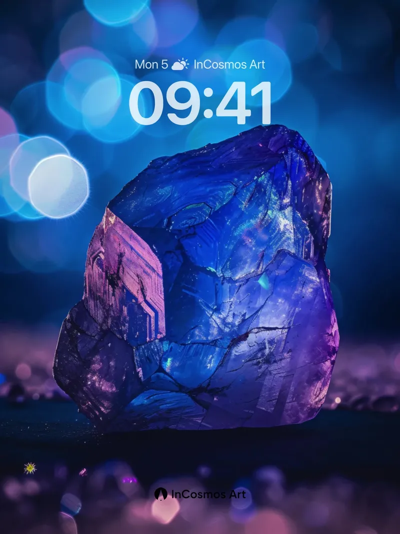 Luminous Crystal Wallpaper with Cosmic Veins