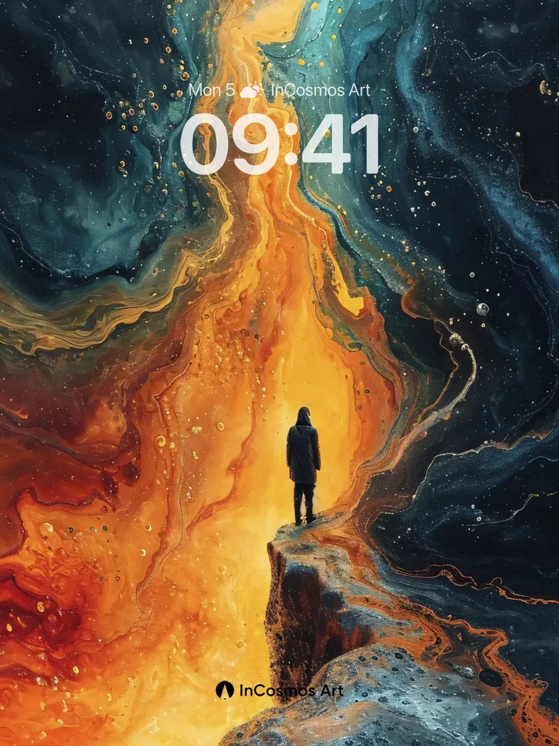 Cosmic Rift Wallpaper with Solitary Figure
