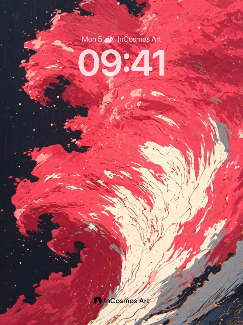 Crimson Surge Wallpaper with Celestial Veins