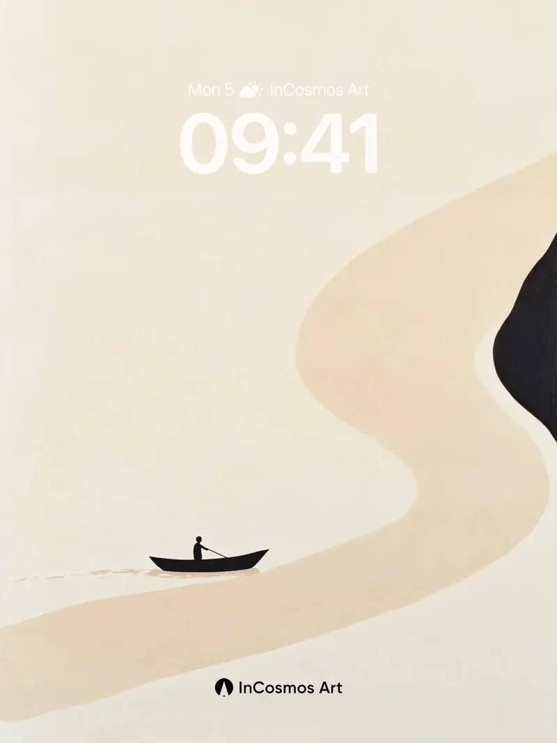 Serenity River Wallpaper with Solitary Paddle