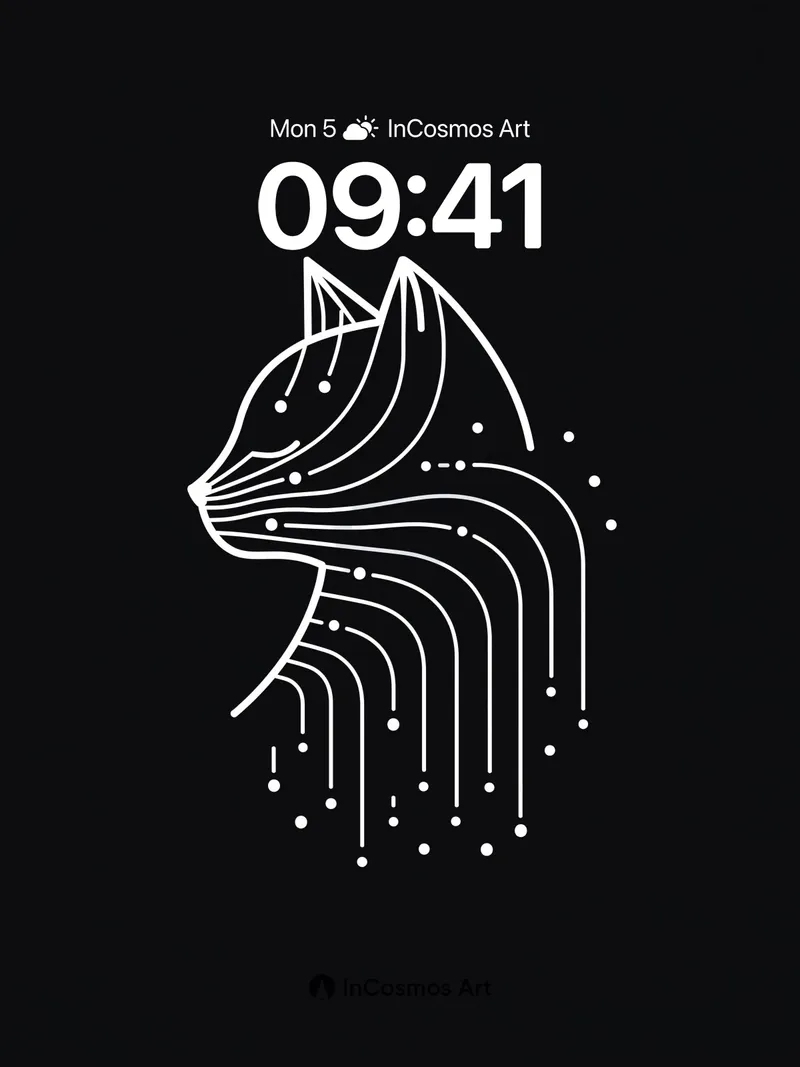 Circuit Feline Wallpaper with Dotted Trails