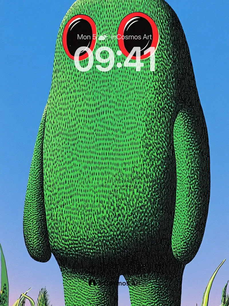 Whimsical Green Giant Wallpaper with Red-Eyed Wonder