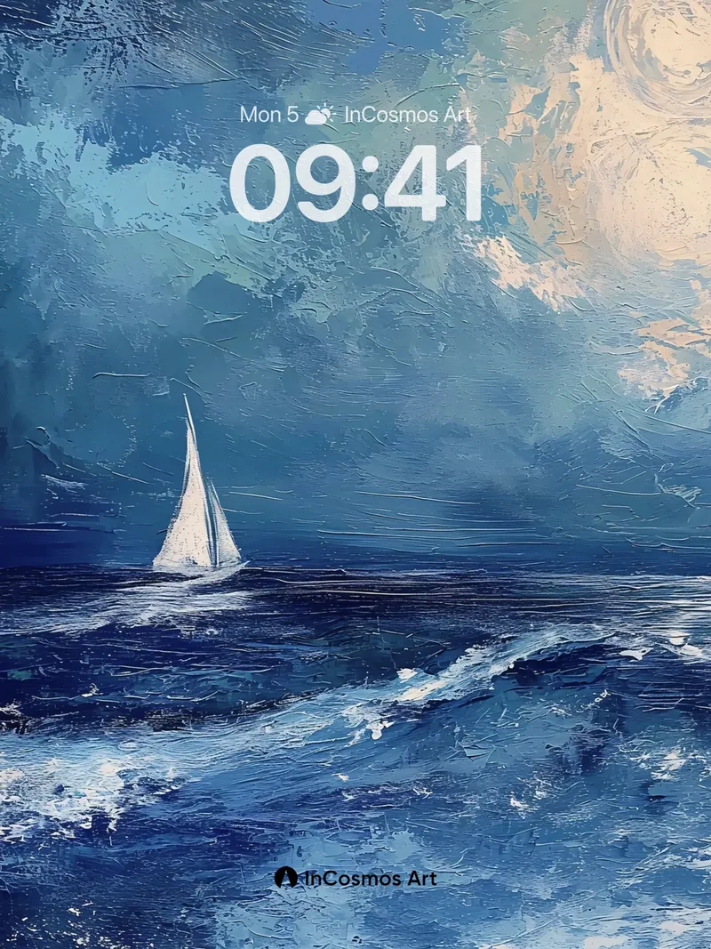 Moonlit Sail Wallpaper with Swirling Skies