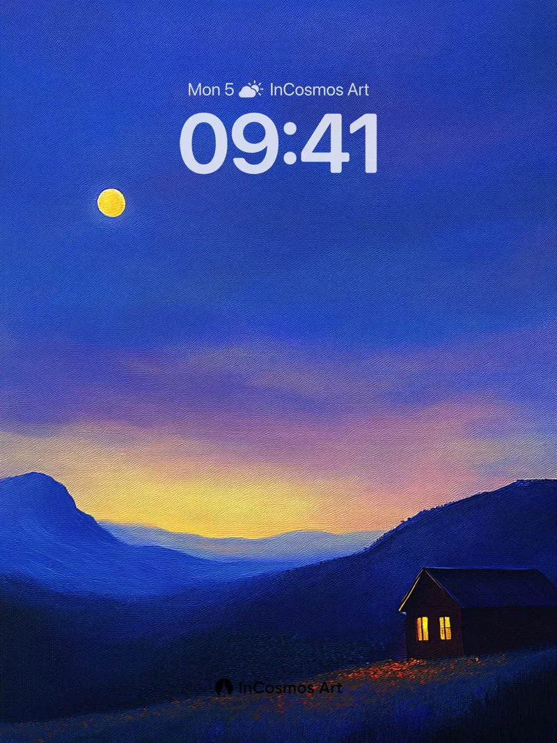 Moonlit Solitude Wallpaper with Warm Light