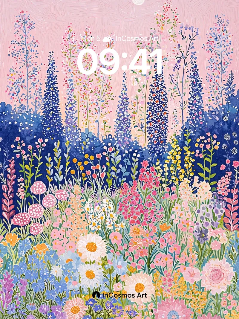 Whispering Meadow Wallpaper with Moonlit Bloom