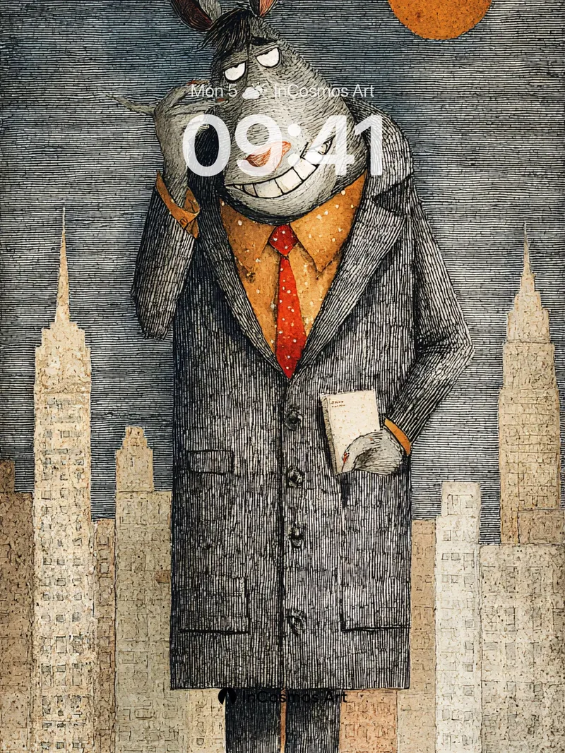 Urban Whimsy Wallpaper with Donkey Suit