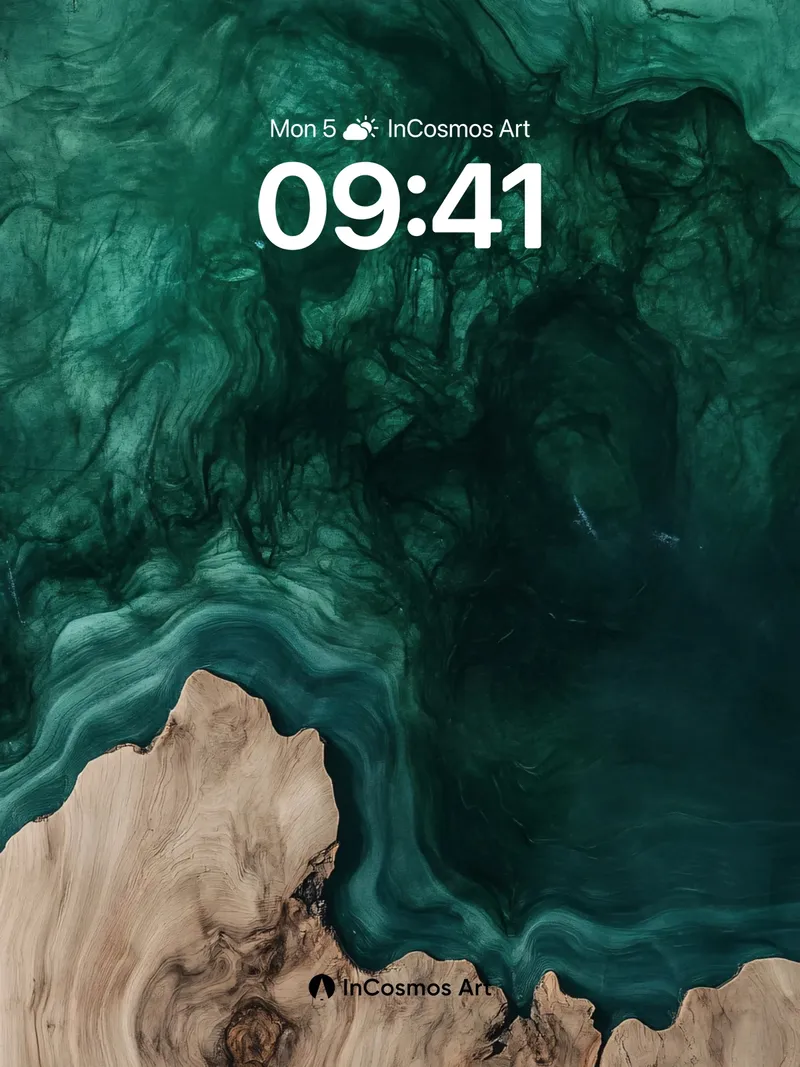 Emerald Veil Wallpaper with Wood Soul