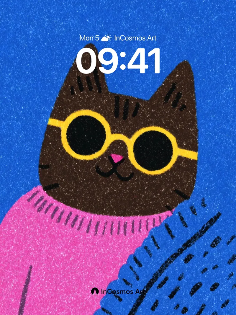 Playful Feline Wallpaper with Knit Texture