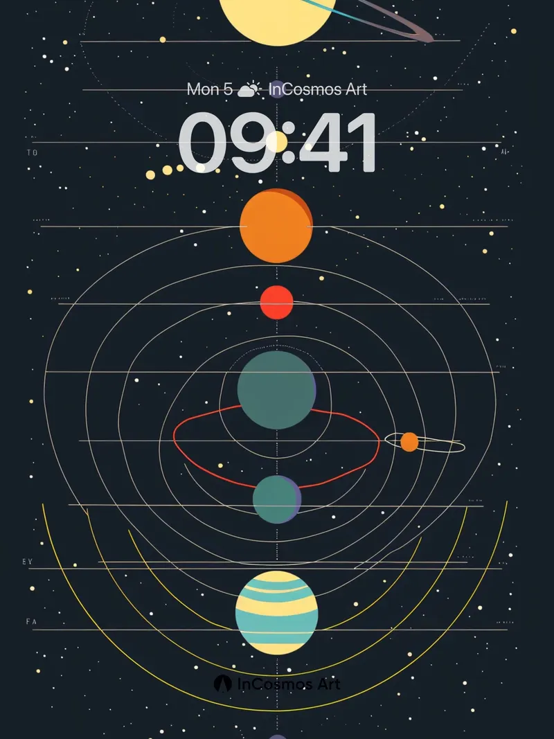 Cosmic Blueprint Wallpaper with Celestial Orbits