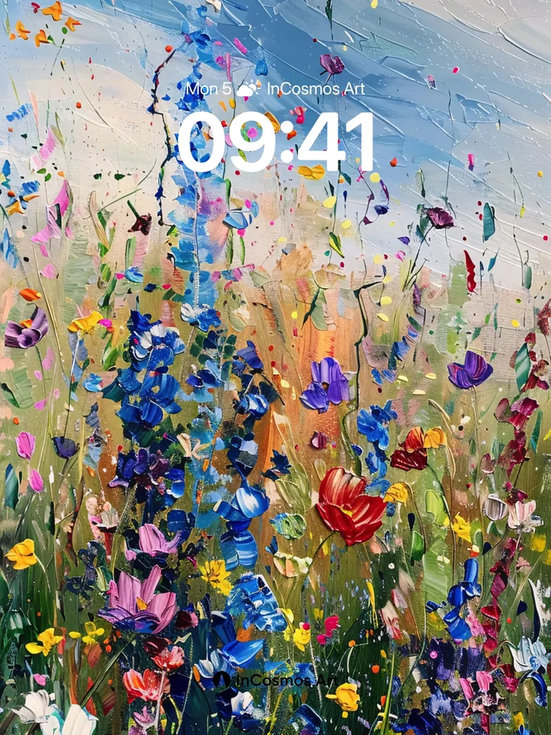 Wild Bloom Wallpaper with Painted Sky