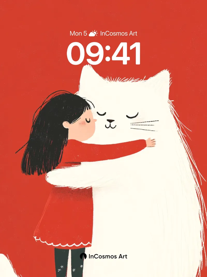 Serene Embrace Wallpaper with Furry Warmth