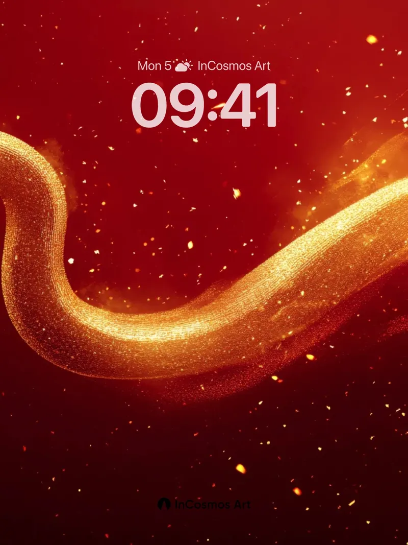 Luminous Serpent Wallpaper with Cosmic Embers