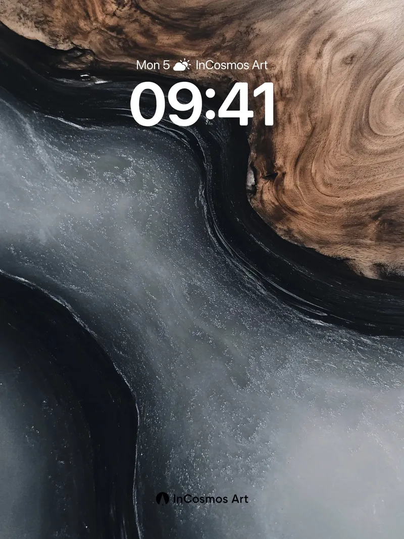 Slate Vein Wallpaper with Living Wood Edge