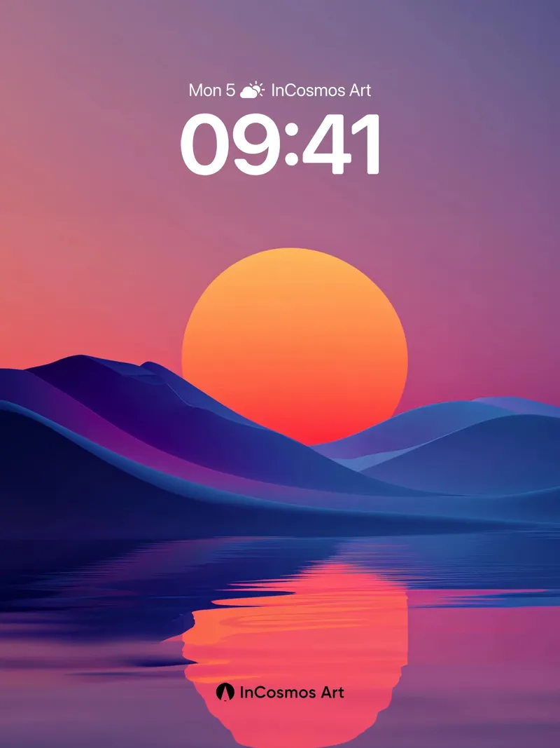 Serene Horizon Wallpaper with Liquid Reflections