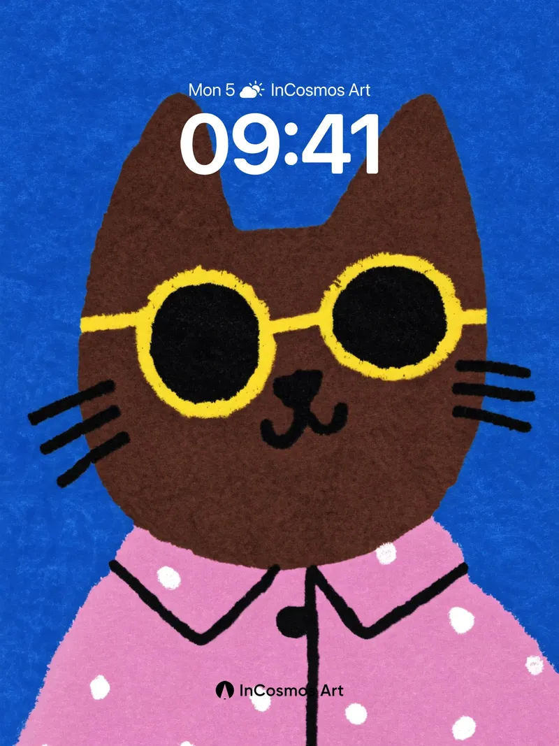 Playful Feline Wallpaper with Polka-Dot Charm