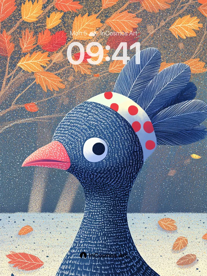 Whimsical Autumn Wallpaper with Polka-Dot Crown