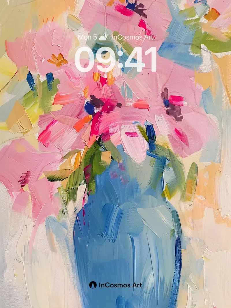 Whispering Petals Wallpaper with Azure Vase