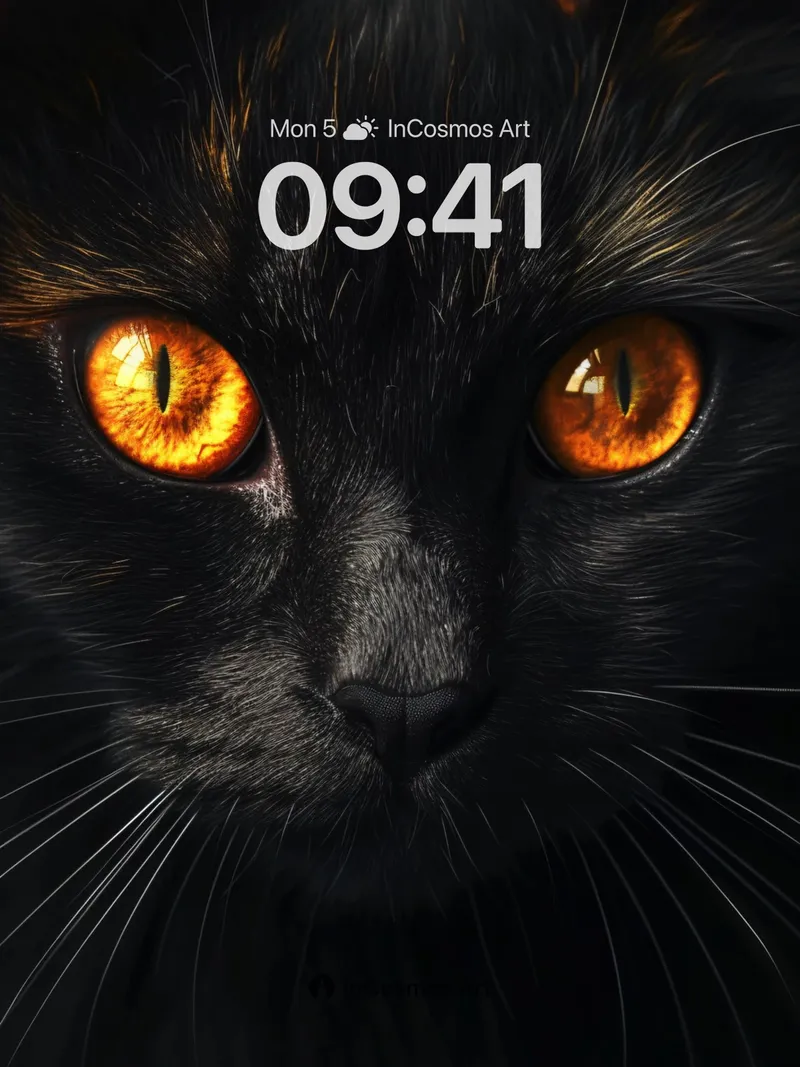 Obsidian Gaze Wallpaper with Fiery Eyes