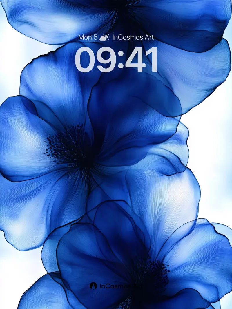 Cobalt Veil Wallpaper with Ethereal Petals