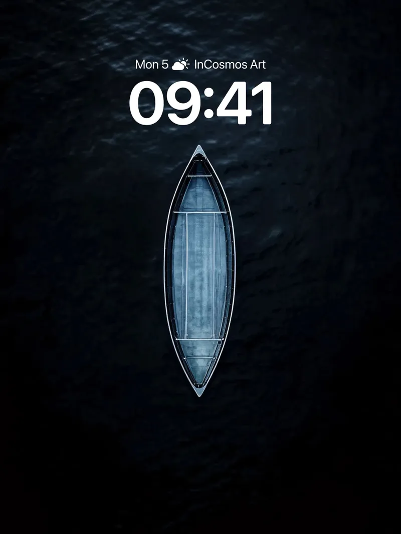 Midnight Solitude Wallpaper with Floating Canoe