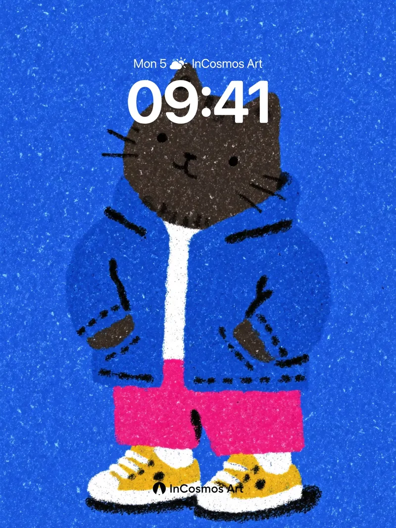 Playful Feline Wallpaper with Textured Sparkle